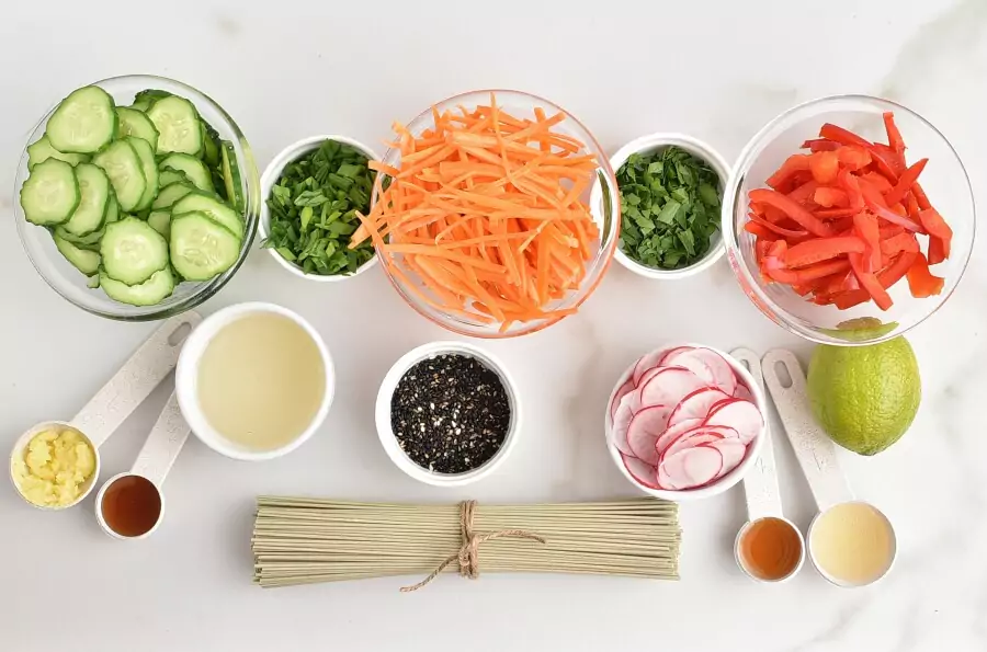 Ingredients for Cold Soba Noodle Salad