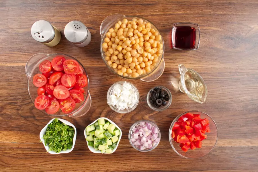 Ingredients for Greek Chickpea Salad