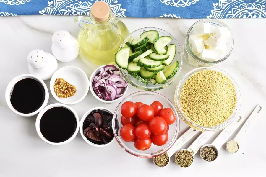 Ingredients for Greek Millet with Tofu Feta