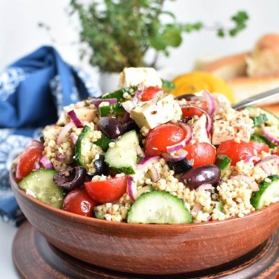 Greek Millet Salad with Tofu Feta Recipes-Homemade Greek Millet Salad with Tofu Feta-Easy Greek Millet Salad with Tofu Feta