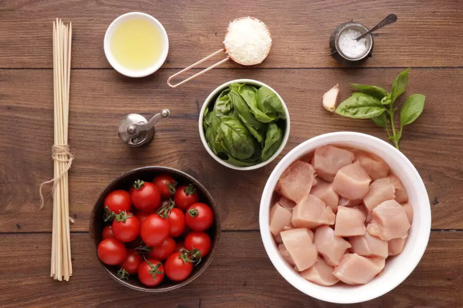 Ingredients for Grilled Chicken and Tomato Kebabs