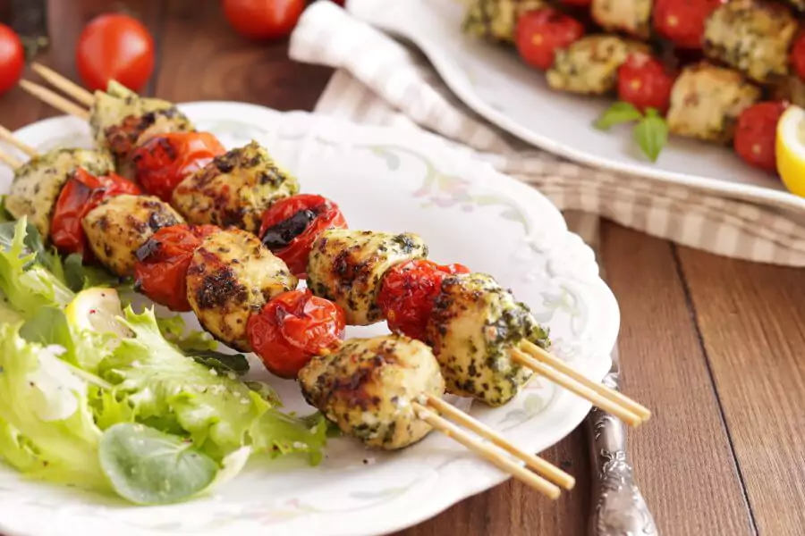 Grilled Chicken and Tomato Kebabs