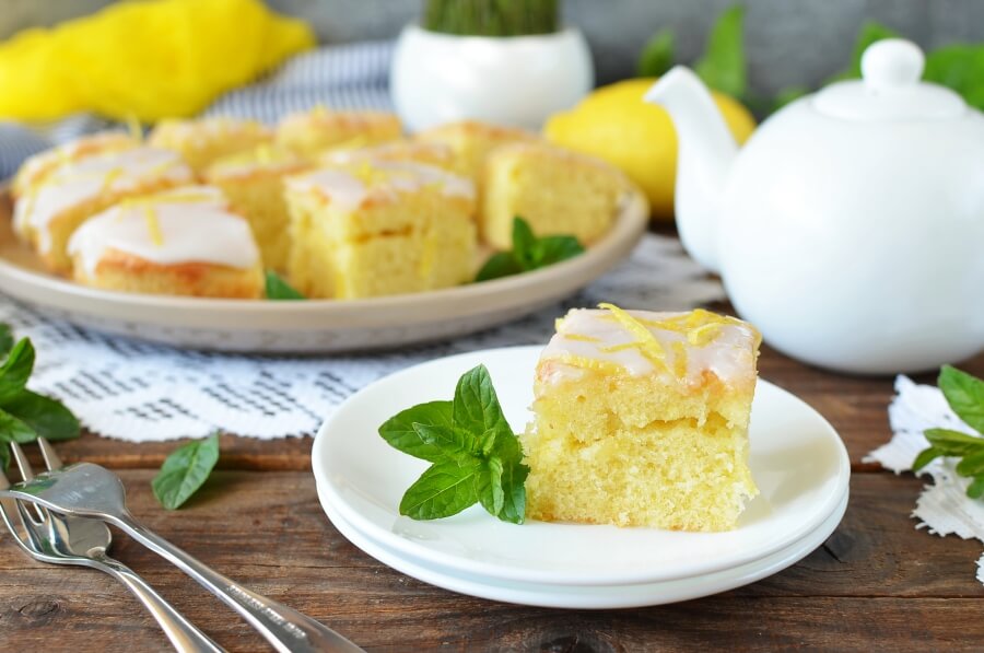 Lemon Drizzle Slices Recipe-How To Make Lemon Drizzle Slices-Delicious Lemon Drizzle Slices