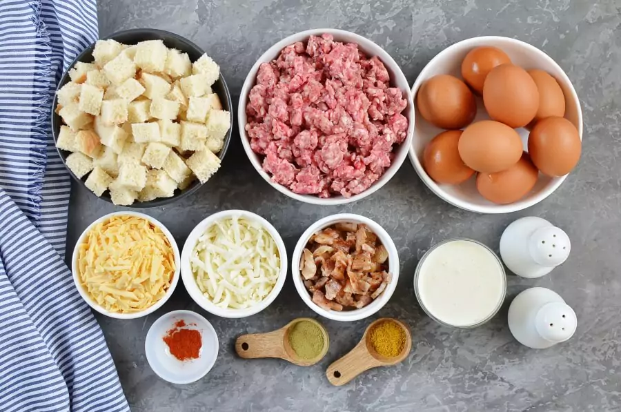 Ingredients for Loaded Overnight Breakfast Casserole