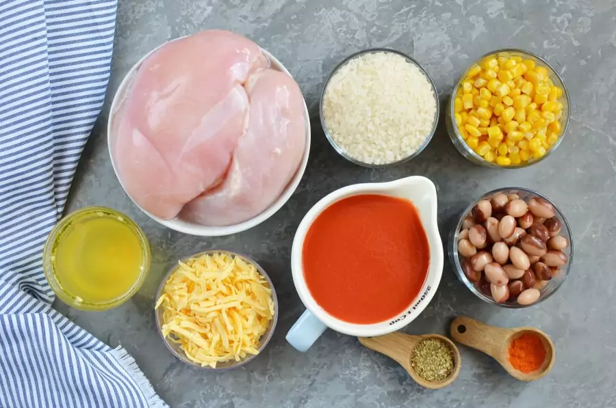 Ingredients for Mexican Chicken Salsa Casserole