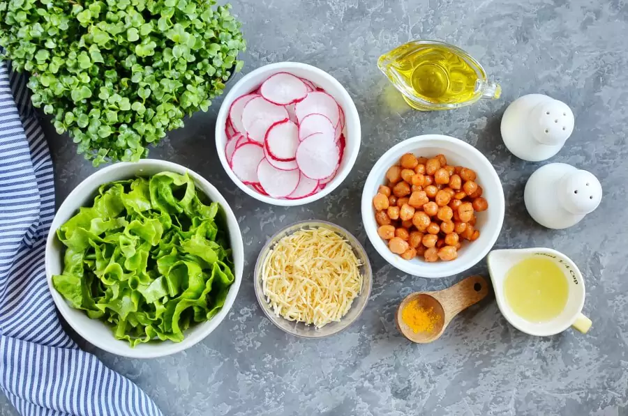 Ingredients for Microgreens Salad with Roasted Chickpeas