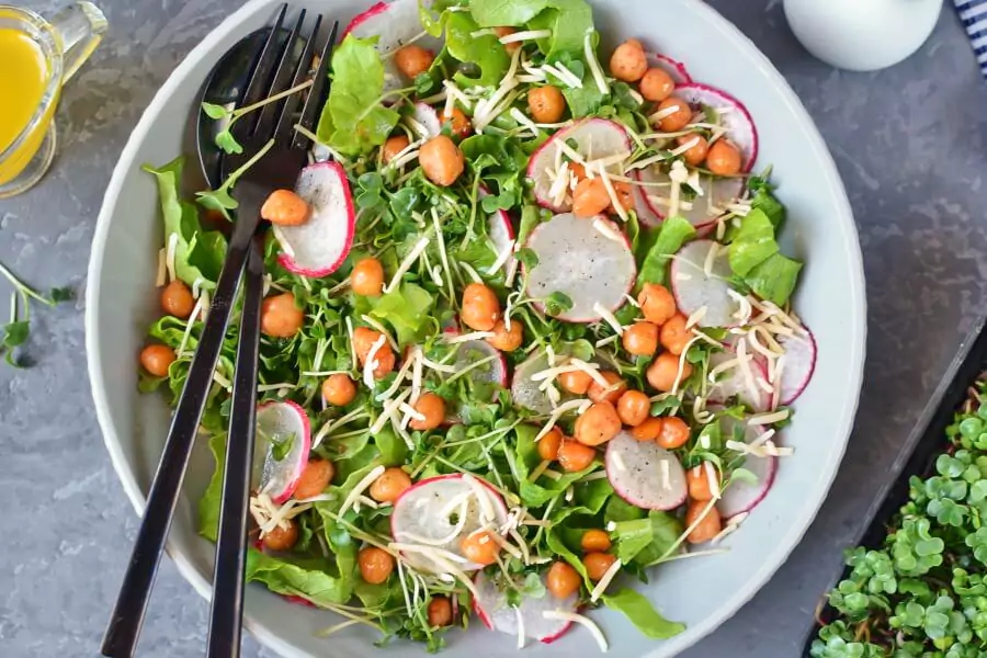 Microgreens Salad with Roasted Chickpeas Recipe-How To Make Microgreens Salad with Roasted Chickpeas-Homemade Microgreens Salad with Roasted Chickpeas