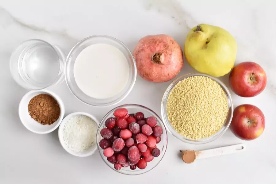 Ingredients for Millet Porridge with Cranberries and Quince