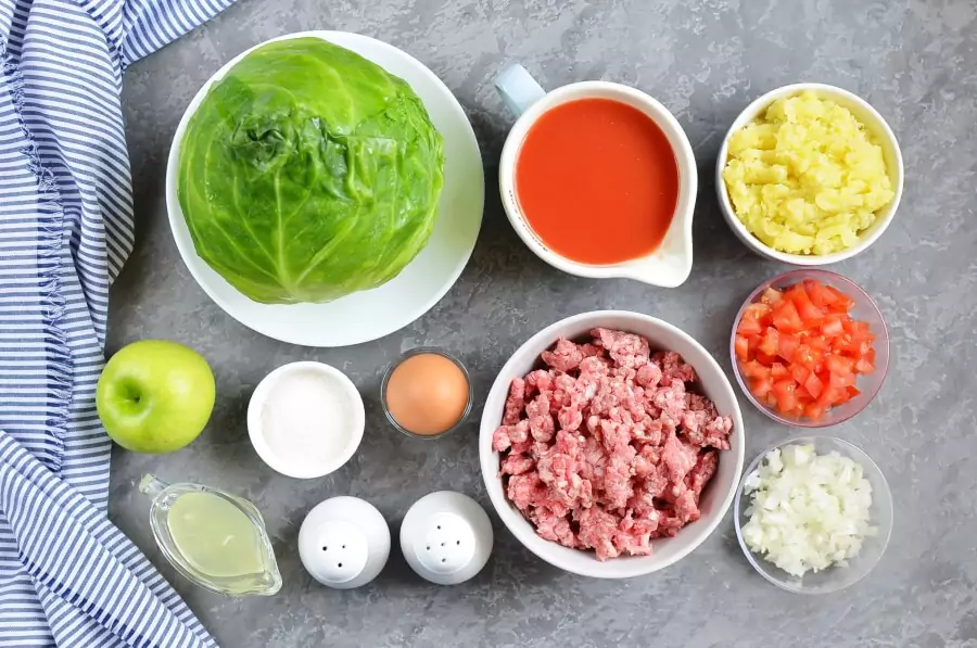 Ingredients for Passover Stuffed Cabbage Rolls