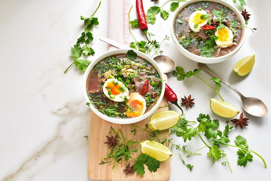 Pho Bo with Microgreens