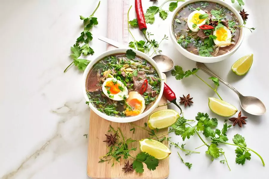 Pho Bo with Microgreens