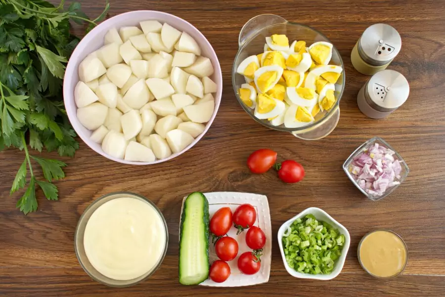 Ingredients for Picnic Potato Salad with Eggs
