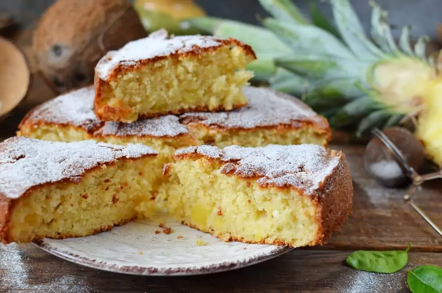 Pineapple & Coconut Cake Recipe-How To Make Pineapple & Coconut Cake-Homemade Pineapple & Coconut Cake