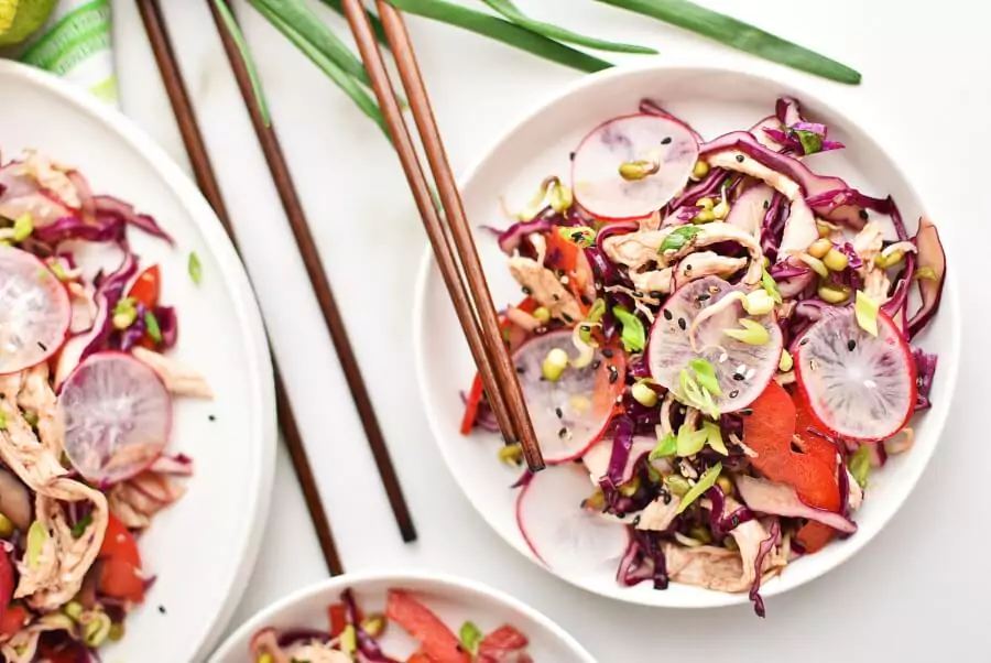 Red Cabbage Salad with Shredded Chicken