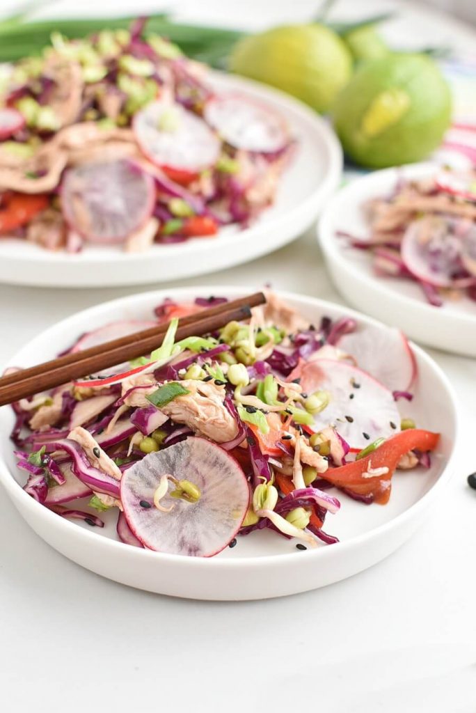 Red Cabbage Salad with Shredded Chicken
