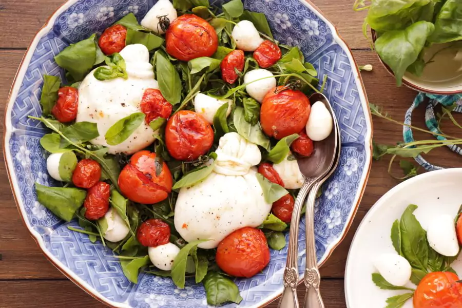 Roasted Tomato and Burrata Caprese Salad