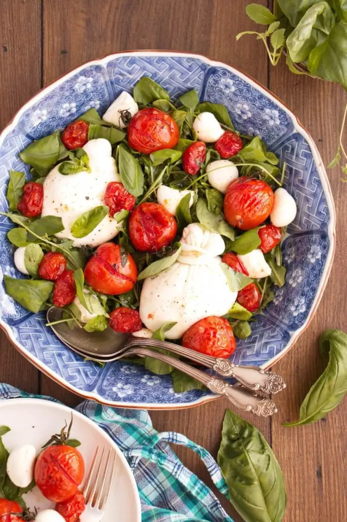 Roasted Tomato and Burrata Caprese Salad