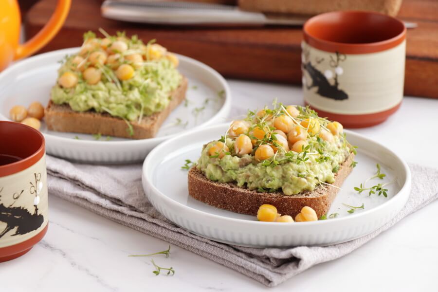 Salad Cress Avocado and Chickpea Open Sandwich Recipe-Avocado Chickpea Sandwich-Delicious Vegan Sandwich