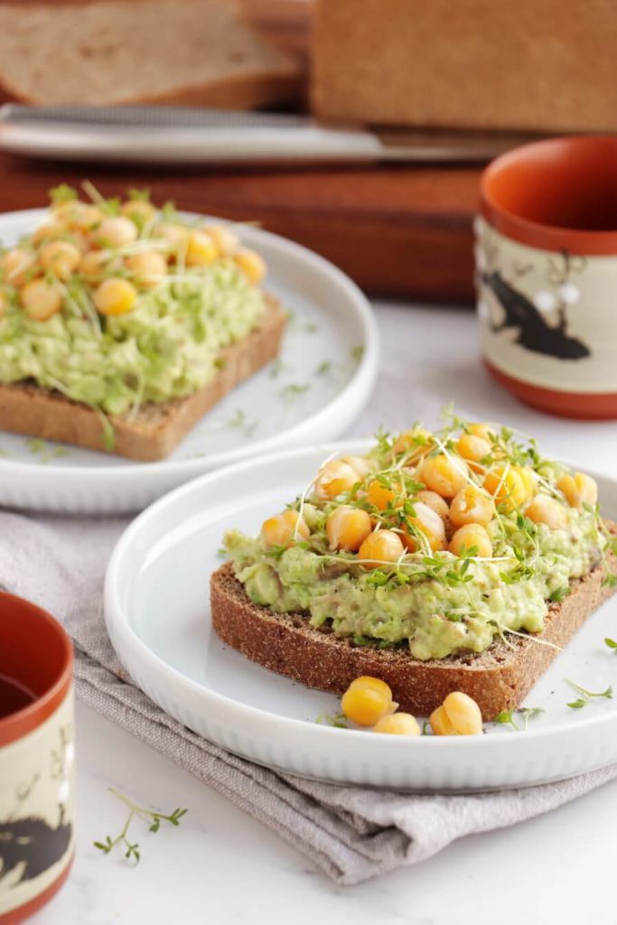 Salad Cress Avocado and Chickpea Open Sandwich