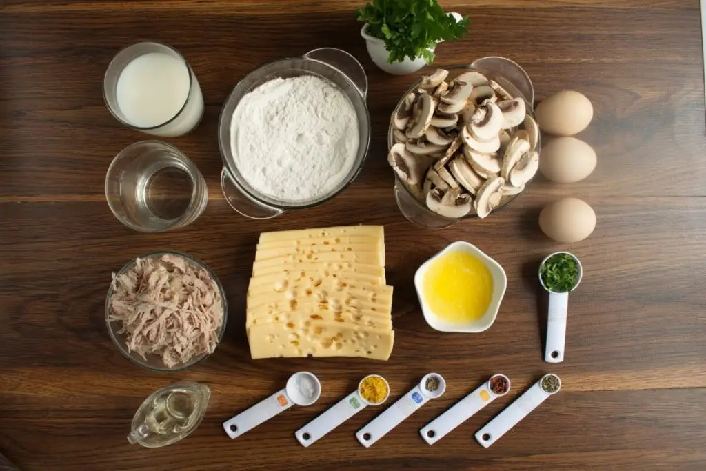 Ingredients for Savory Crepes with Turkey & Mushroom