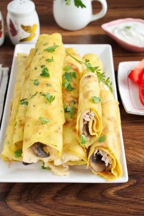 Savory Crepes with Turkey & Mushroom