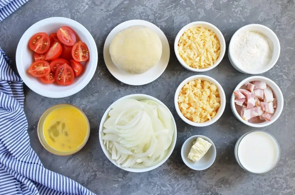 Ingredients for Smoky Cheese  & Onion Tart