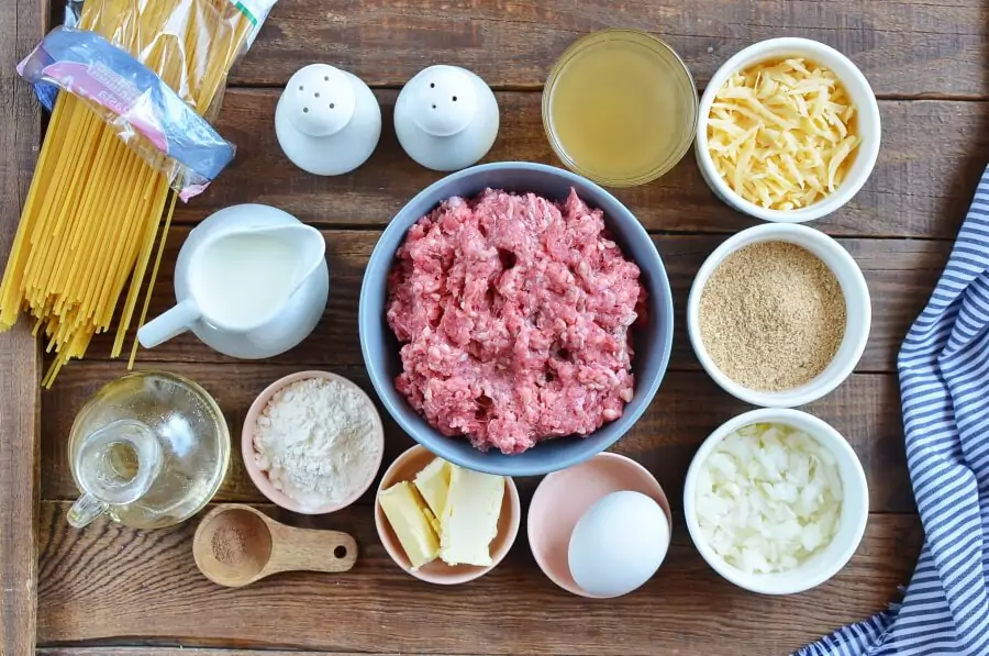 Ingredients for Swedish Meatball Bake with Pasta