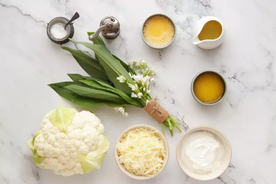 Ingredients for Whole Roast Cauliflower Cheese with Wild Garlic