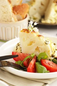 Whole Roast Cauliflower Cheese with Wild Garlic