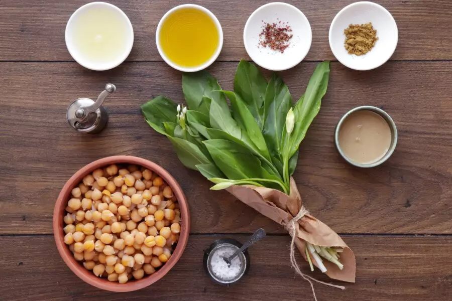 Ingredients for Wild Garlic Hummus