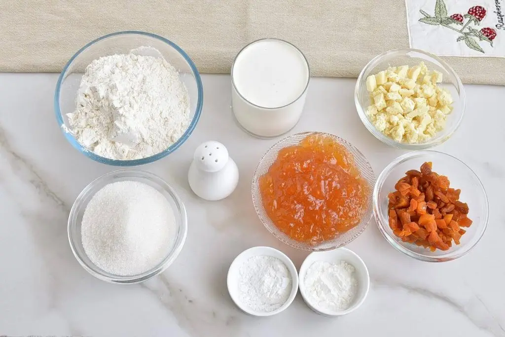 Ingredients for Apricots & Cream Thumbprint Scones