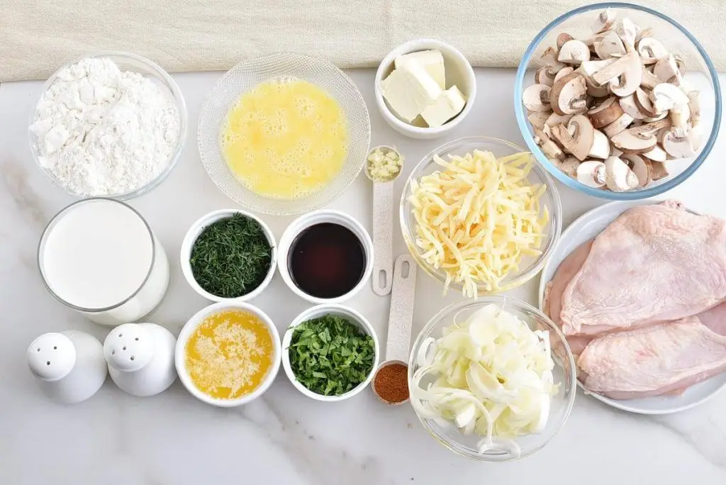Ingredients for Chicken and Mushroom Crepes