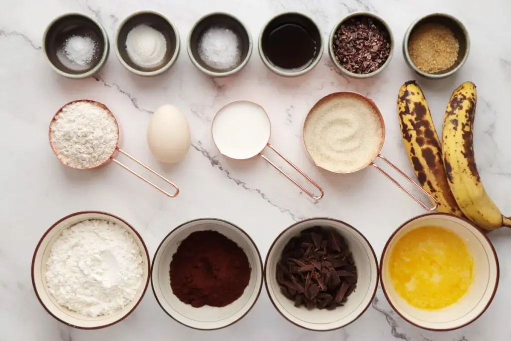 Ingredients for Chocolate Banana Rye Muffins