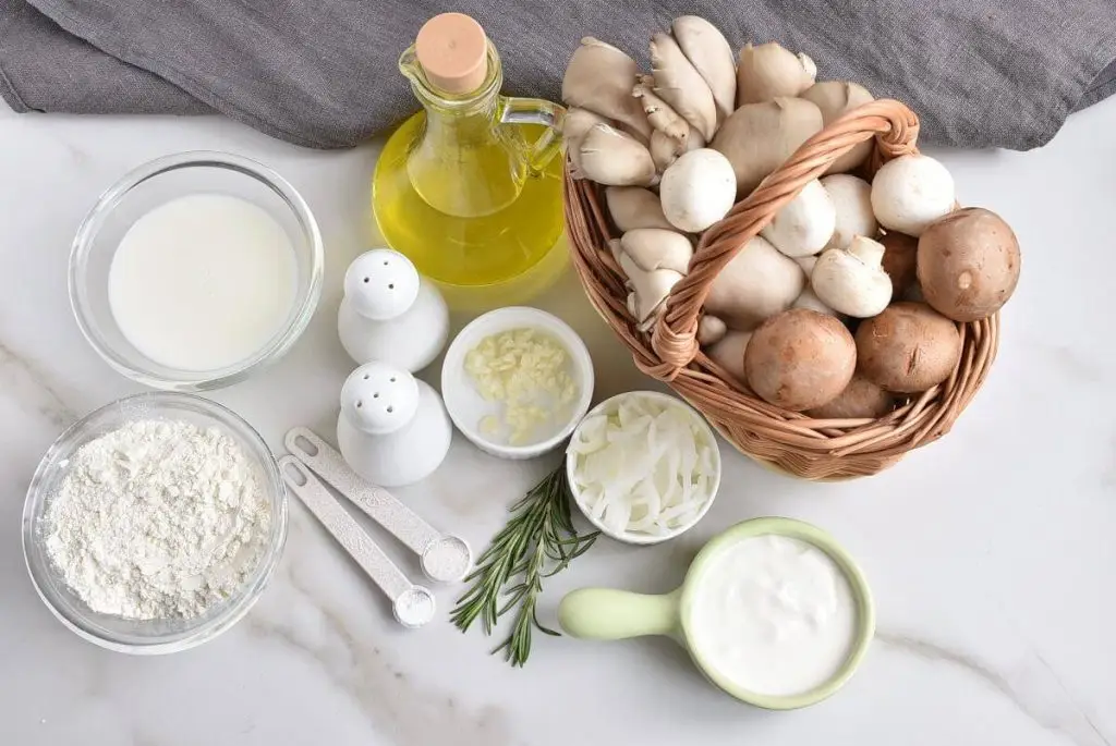 Ingredients for Vegan Creamy Mushroom Crepes