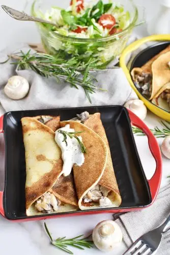 Vegan Creamy Mushroom Crepes