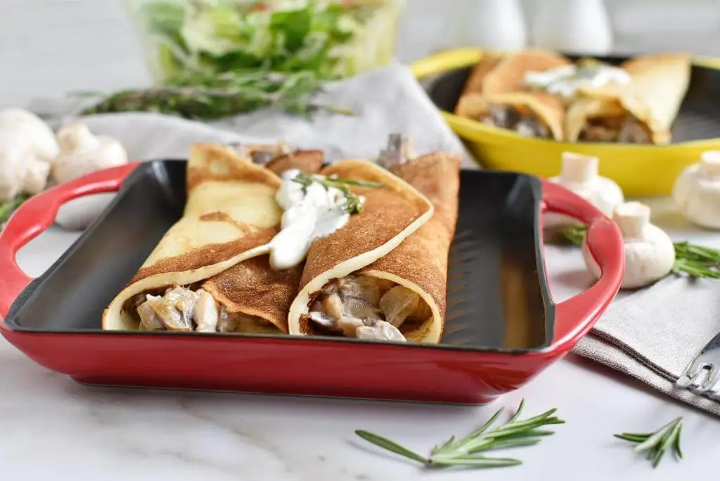 Vegan Creamy Mushroom Crepes