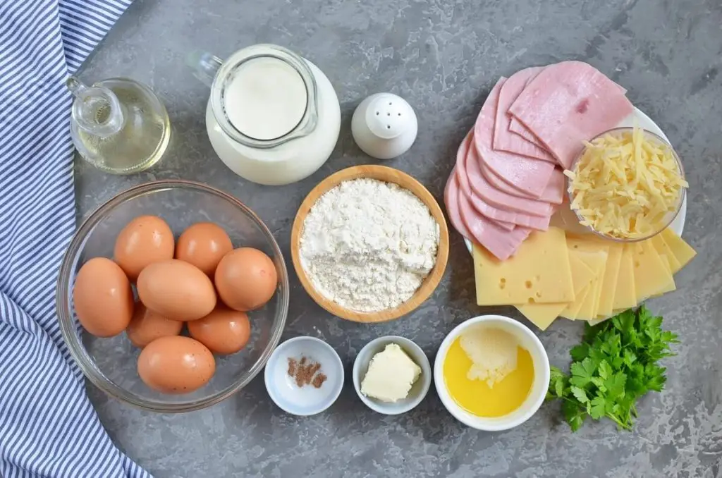 Ingredients for Crepes Stuffed with Ham & Cheese