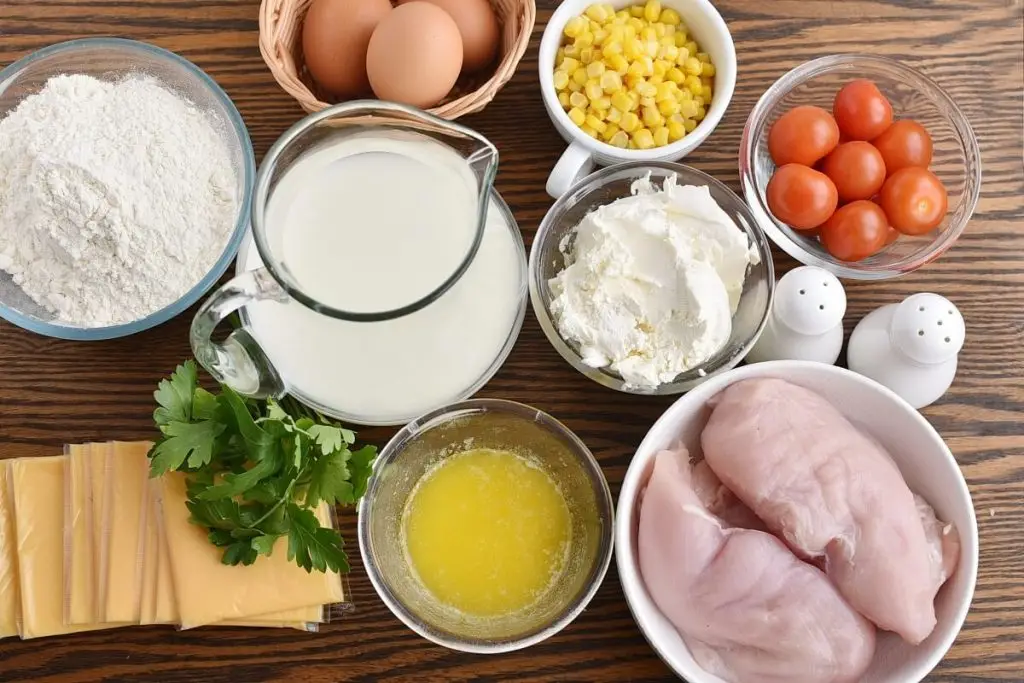 Ingredients for Crêpes Stuffed with Chicken & Cream Cheese