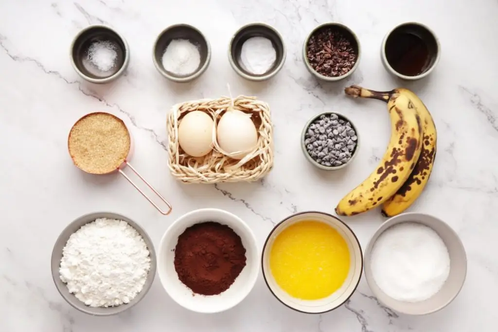 Ingredients for Double Chocolate Banana Bread