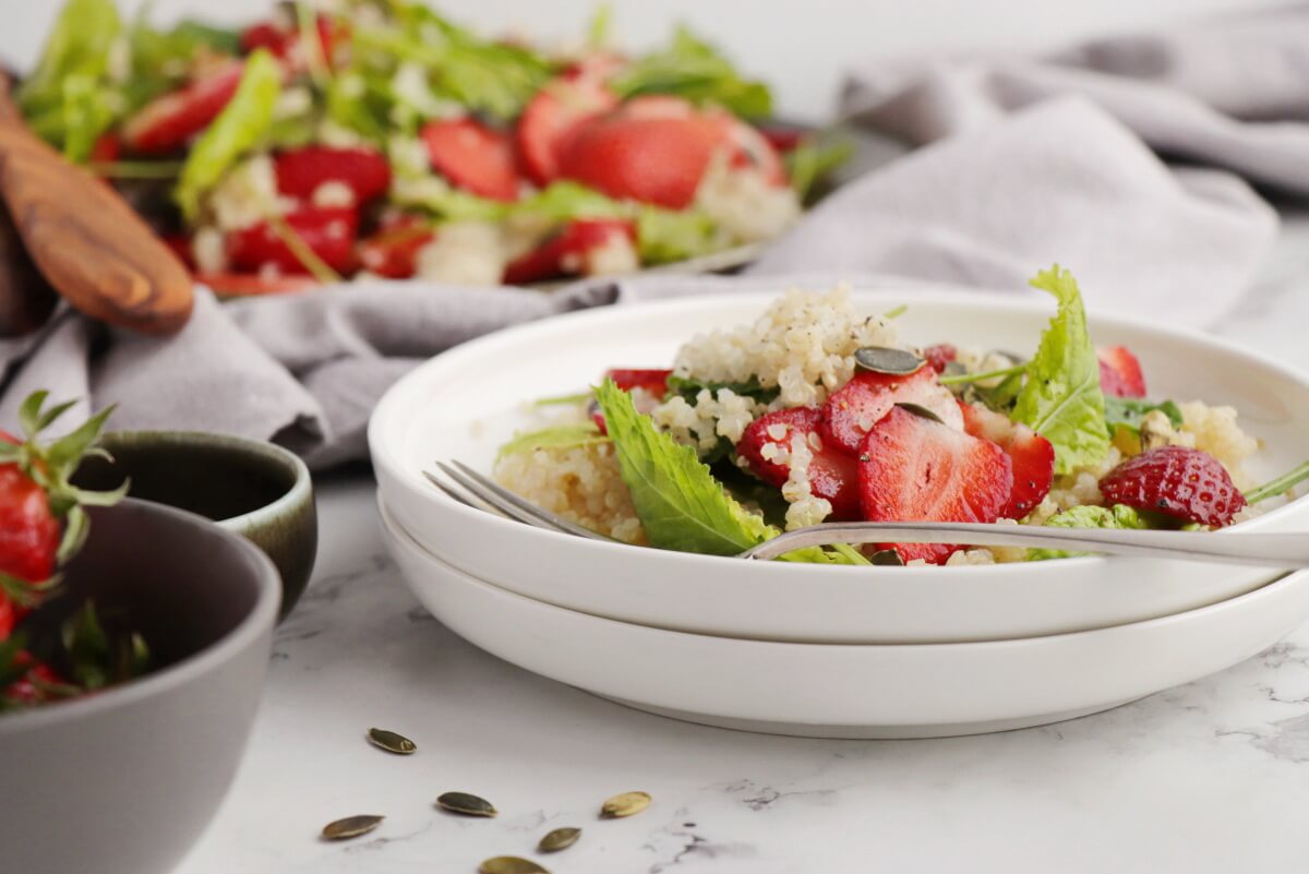 Kale Breakfast Salad with Quinoa & Strawberries Recipe-Strawberry Quinoa Kale Salad-Spring Salad