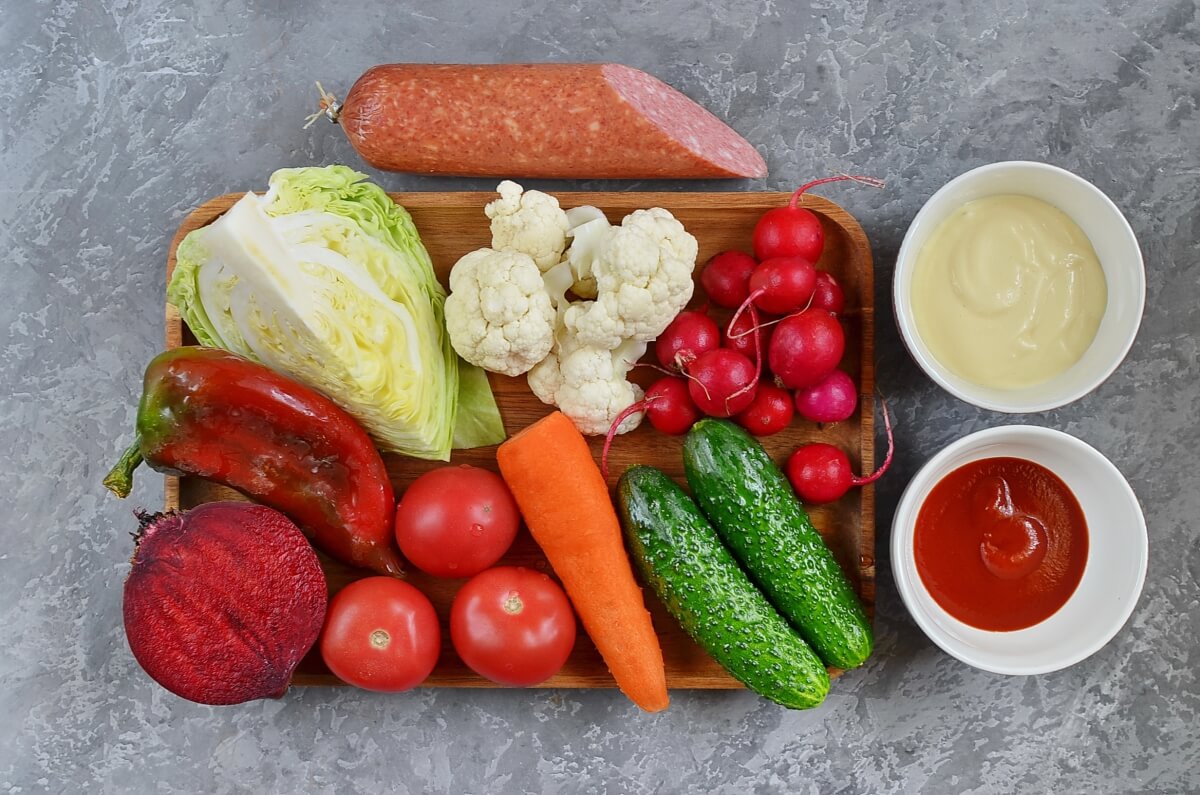 Ingridiens for Multi Vegetable Salad