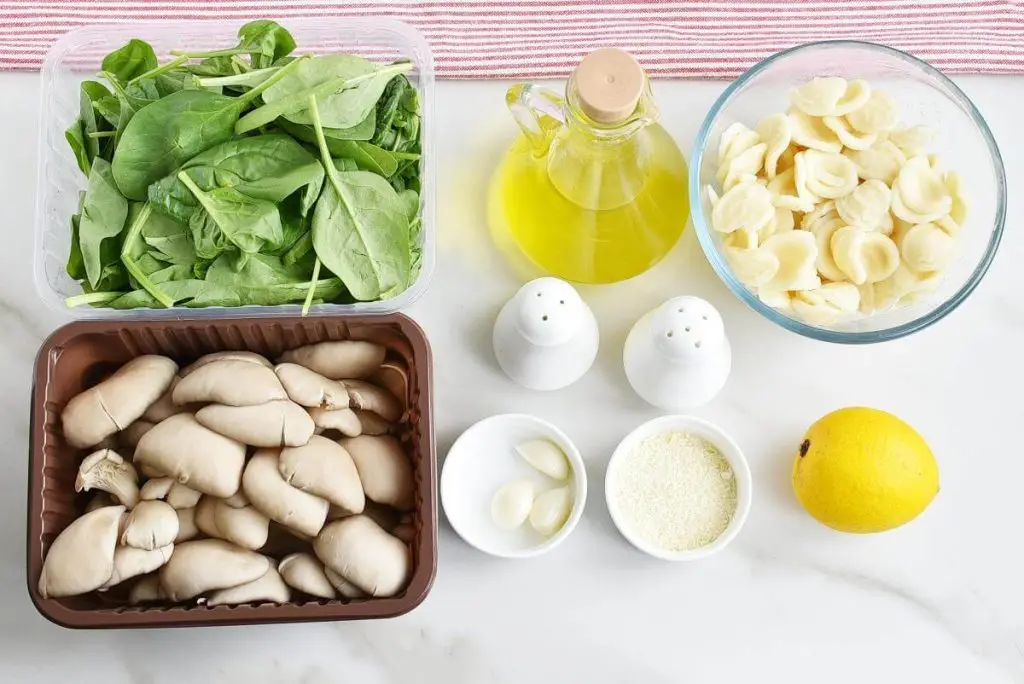 Ingredients for Oyster Mushroom and Spinach Orecchiette