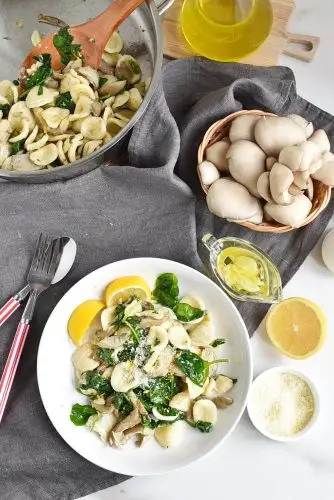Oyster Mushroom and Spinach Orecchiette