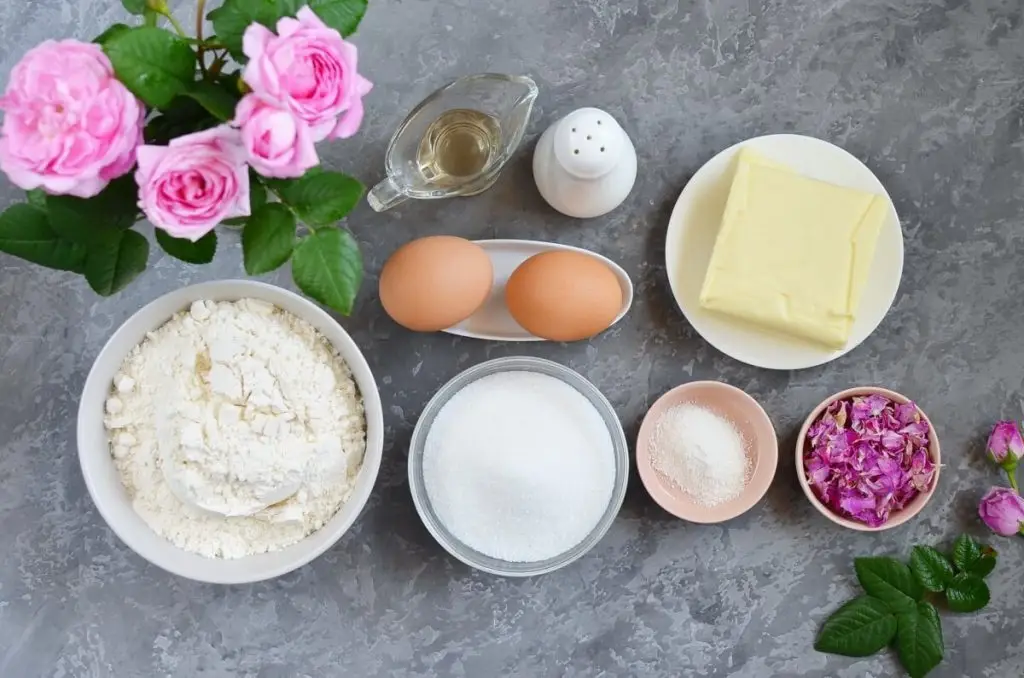 Ingredients for Rose Petal Cookies