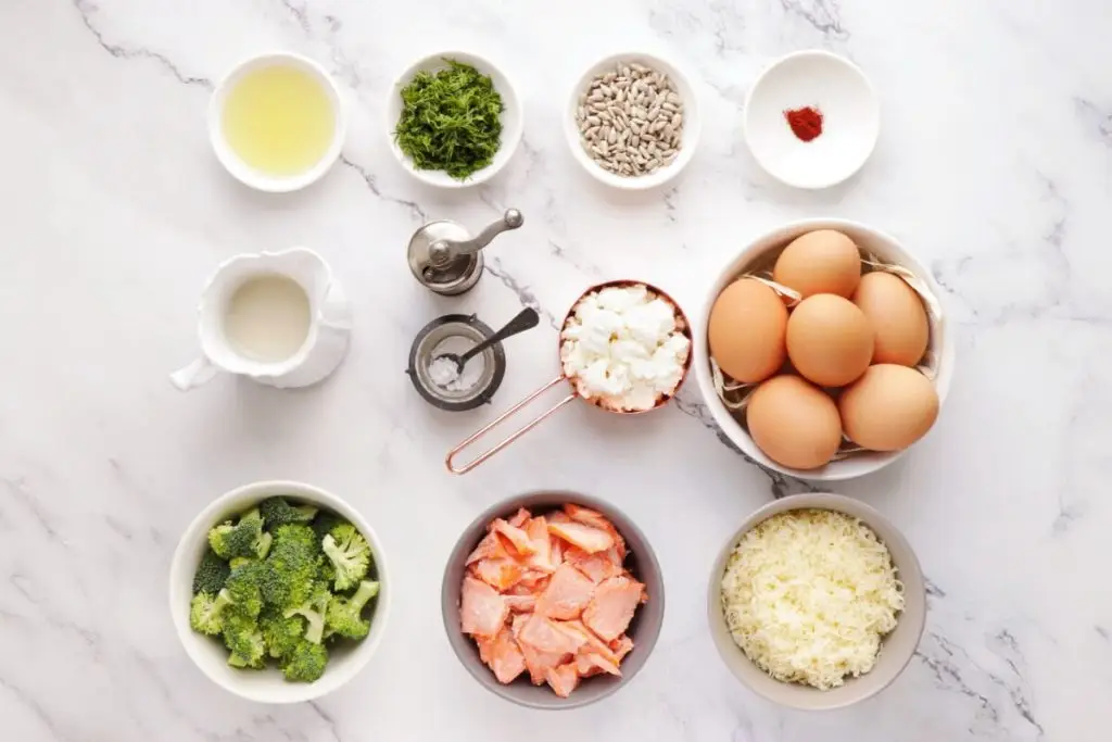 Ingredients for Smoked Salmon Keto Mini Quiches