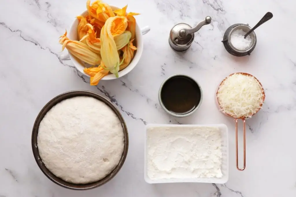 Ingredients for Squash Blossom Focaccia