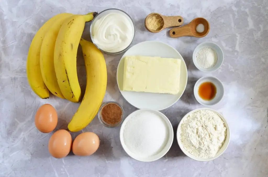 Ingredients for Sticky Upside-Down Banana Cake