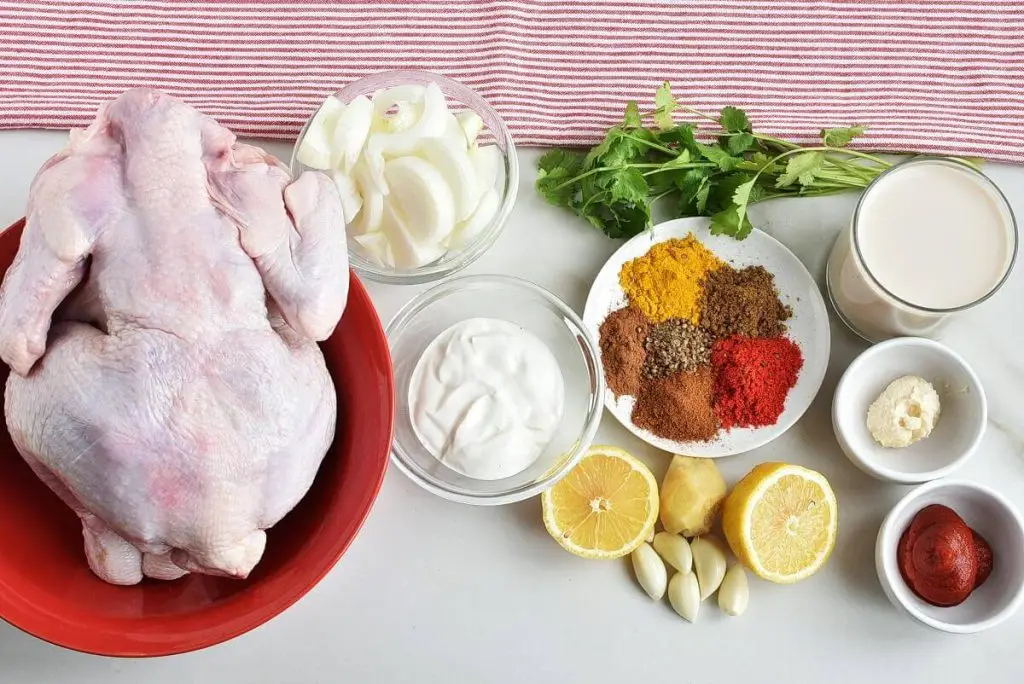 Ingredients for Tandoori Roast Chicken