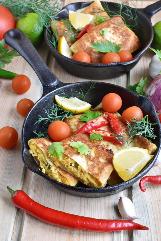 Savory, Cheese and Spicy Veggie Crepes