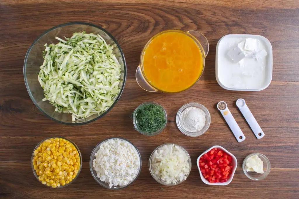 Ingredients for Zucchini, Corn & Egg Casserole